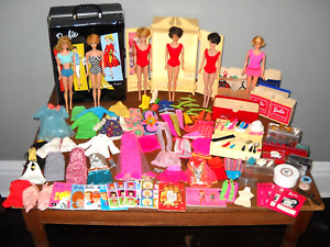 Large Vintage Barbie Lot Bubble Cut Dolls Clothes Suzy Goose Closet ~ Some TLC