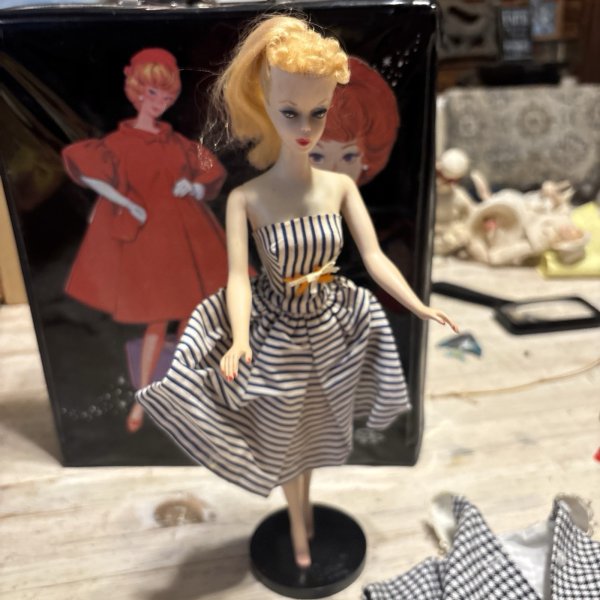 Huge Lot 1958 Barbie Doll #1, Stand, Case, Clothes, & Accessories
