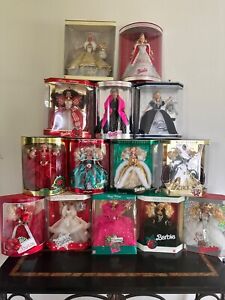 Rare Vintage Special Edition Happy Holidays Barbies 1988-2001-14 lot NRFB- NIB