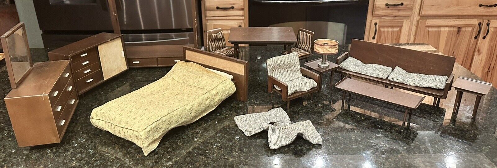 Vintage 1958 “Mattel Modern” MCM Wooden Doll Furniture for 9” Dolls Like Barbie