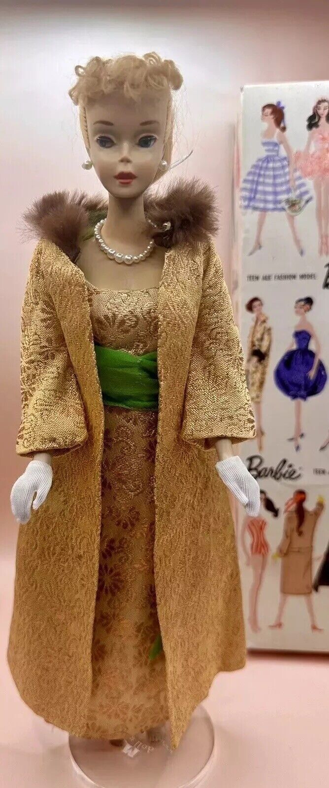 Vintage Blonde Ponytail Barbie #3 With Golden Glory 1645 Original Box & Swimsuit