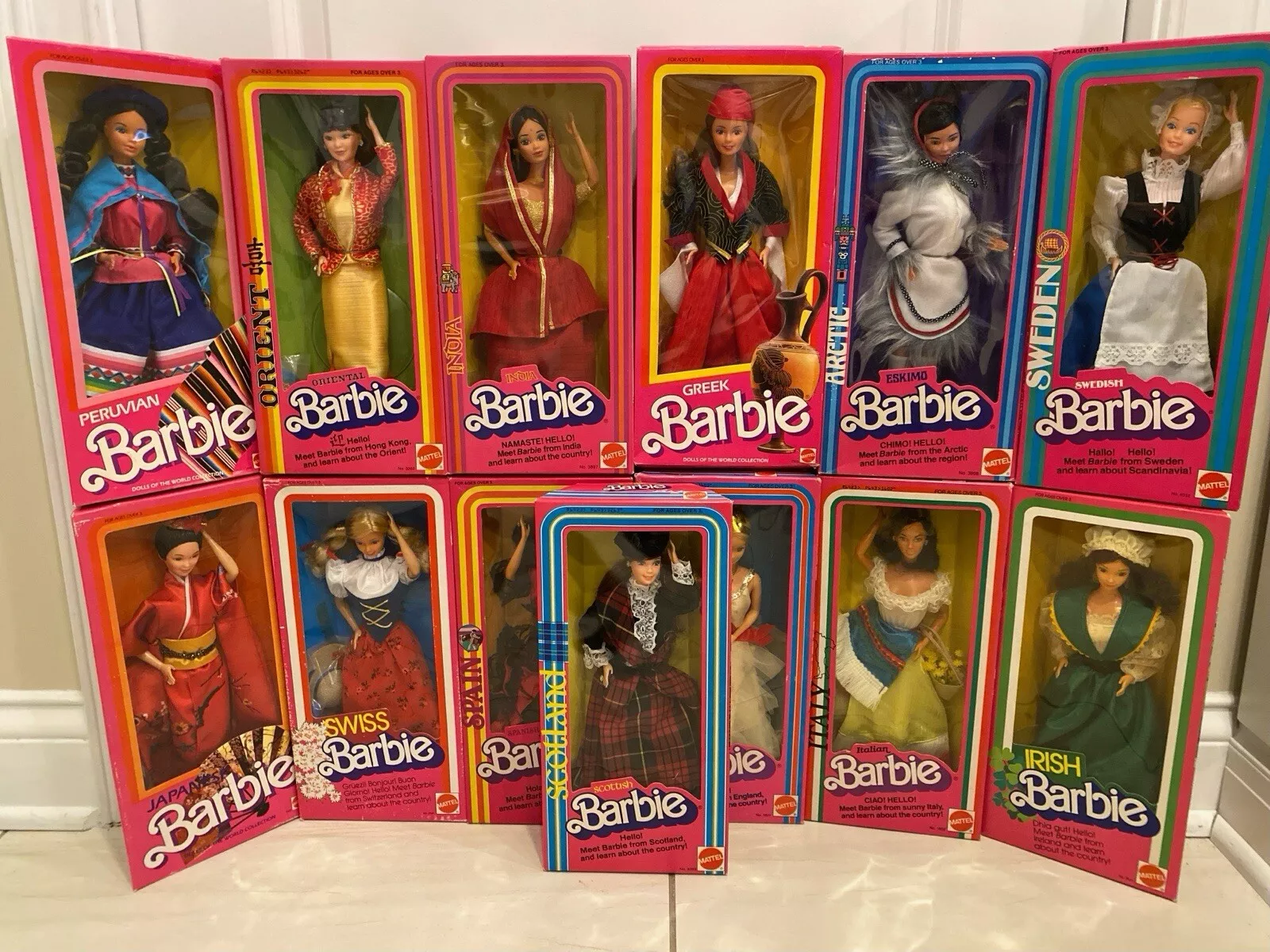 Vintage 1980s Dolls of The World Collection Mattel Set of 13 Dolls