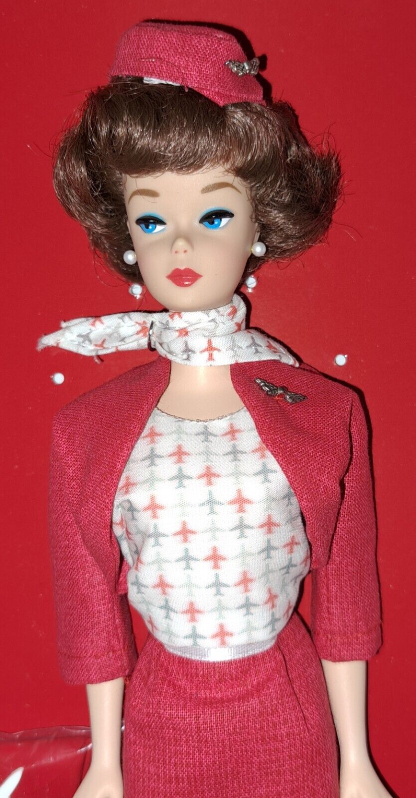 Vintage Barbie Brownette Bubblecut OOAK Silkstone Stewardess Set