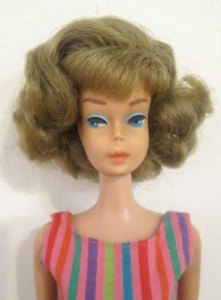 Vintage Barbie Side Part American Girl Doll In Original Swimsuit & OT Heels