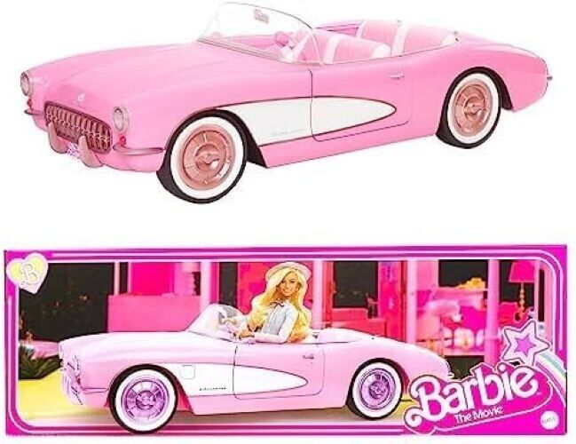 2023 Barbie The Movie Car PINK CORVETTE Convertible COLLECTIBLE Hold 4 Dolls NEW