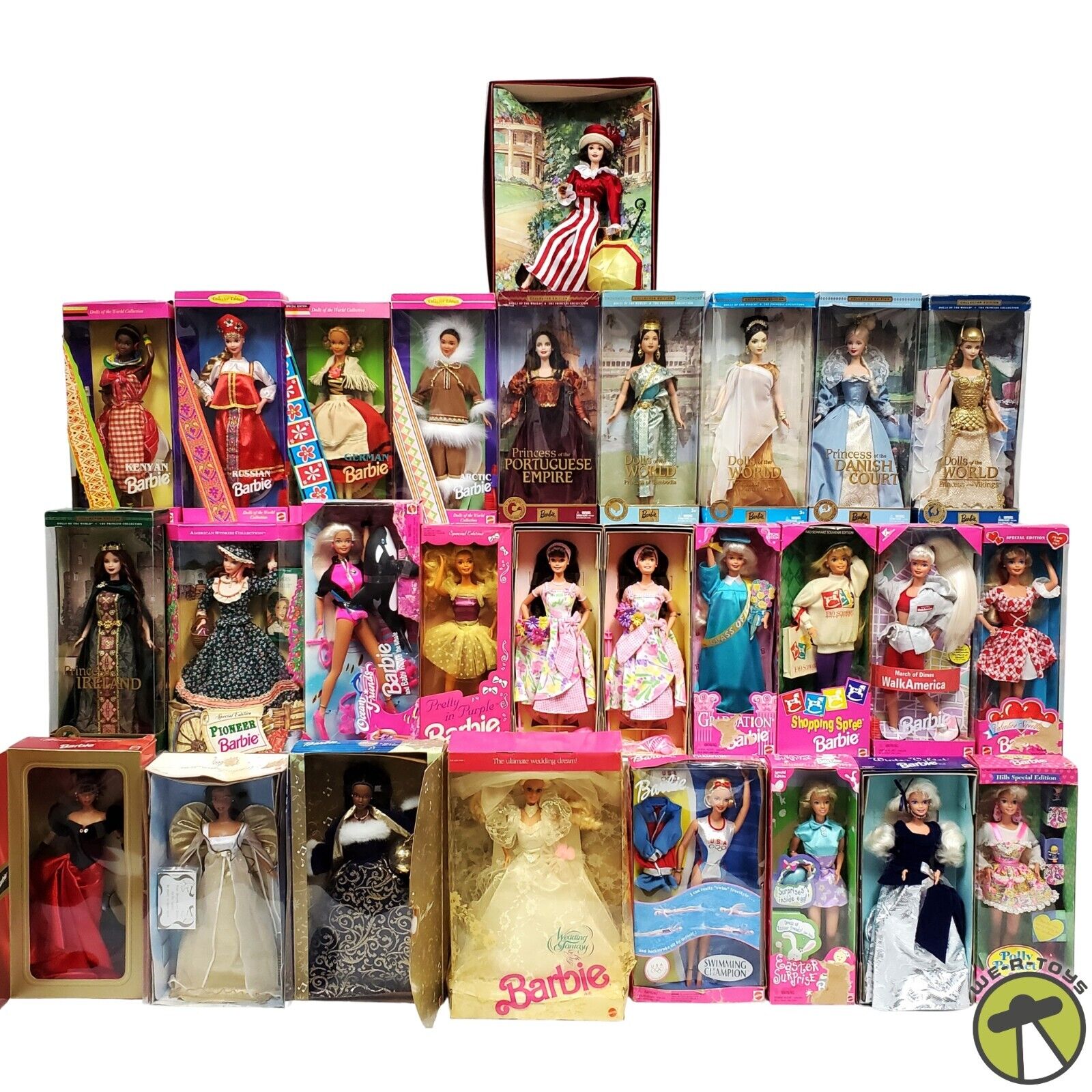 BARBIE DOLL LOT OF 28 ~ ASSORTED DOLLS ~ BOXES HAVE WEAR ~ SEE PHOTOS (LOT #287)