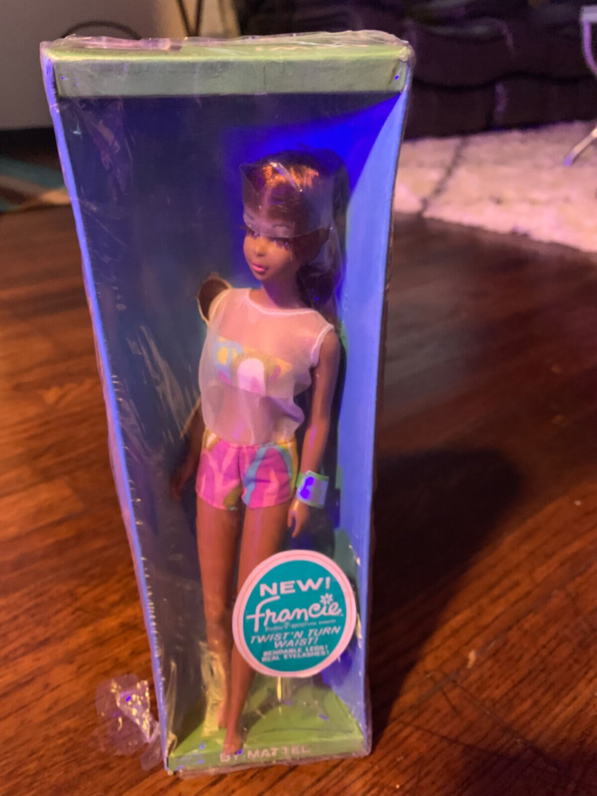 Vintage 1965 - New Francie Black Twist 'N Turn Waist #1100 Mattel In Box & case