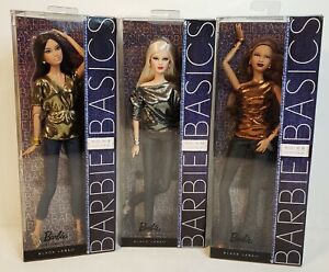 BARBIE BASICS METALLIC DENIM COLLECTION DOLL LOT OF 3 2010 BLACK MATTEL NRFB