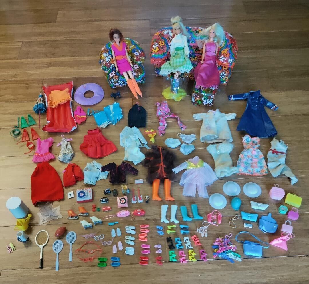Vintage Barbie Mattel Lot, Dolls, Clothes, Furniture, Shoes, Accessories, 1960s