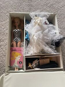 Vintage Barbie Blonde Ponytail With Stand & Carrie In The Box