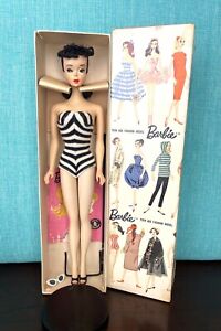 Vintage #3 Brunette Ponytail Barbie Doll No Play TM Box Booklet Stand 1960