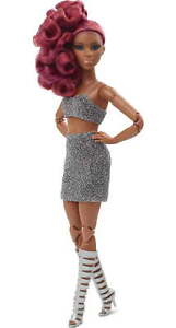 Barbie Looks Collectible Fashion Doll with Sparkly Silver Outfit & Magenta Curls
