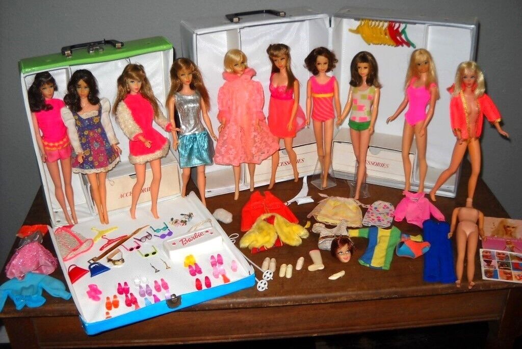 Vintage Mod Barbie Francie 10 Doll Lot Cases Accessories Clothes ~ Some Are TLC