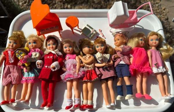 Barbie Sister TUTTI 9 Dolls In PLAYED-IN CONDITION W ACCESSORIES - Vintage