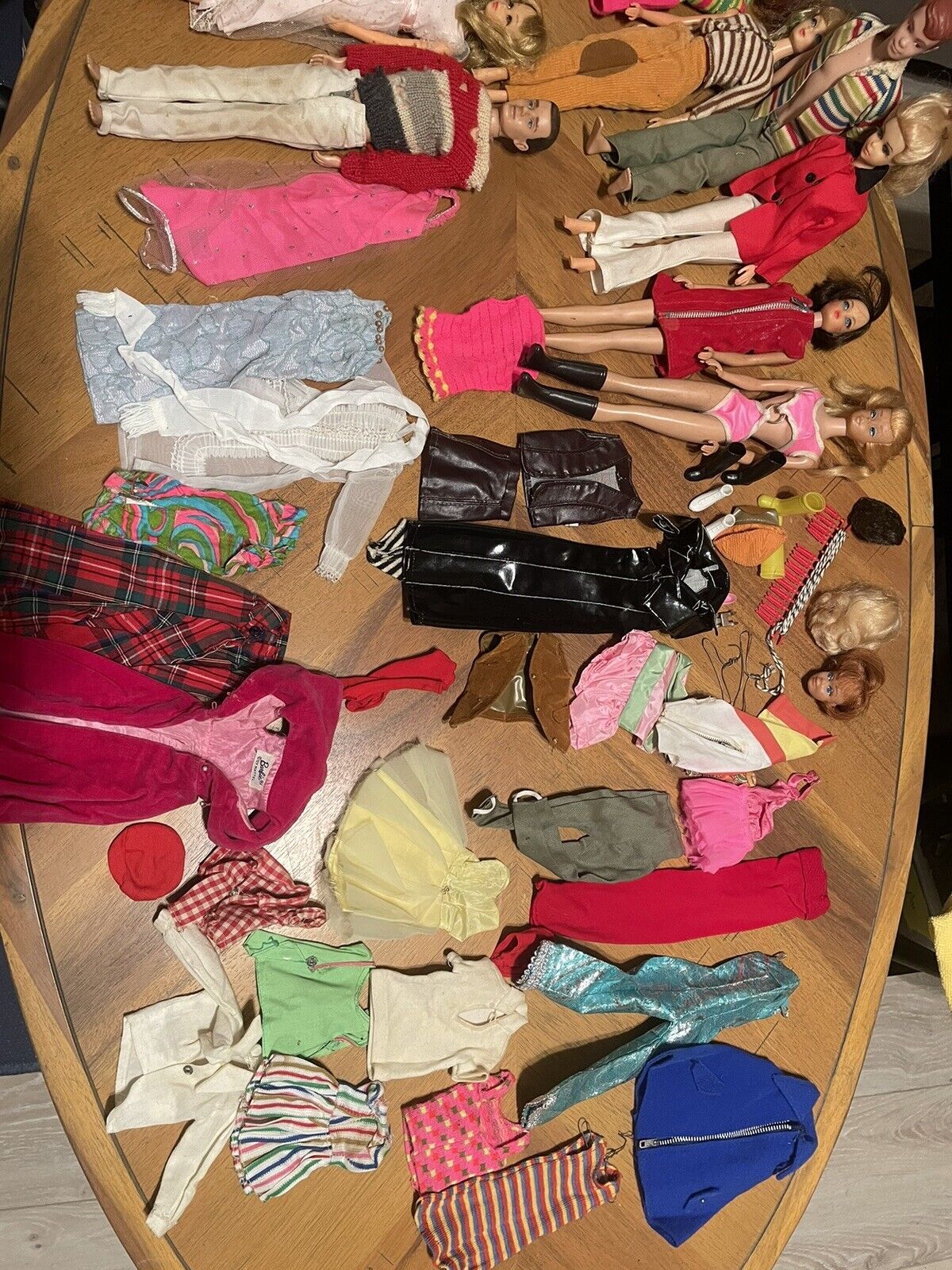 Vintage Barbie Doll Lot of 9 1960-1969 Etc House + Clothes , Hangers, Shoes