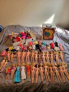 USED VINTAGE 1960s Mattel 22 BARBIE & KEN DOLLS HUGE LOT CLOTHES ACC. BOXES