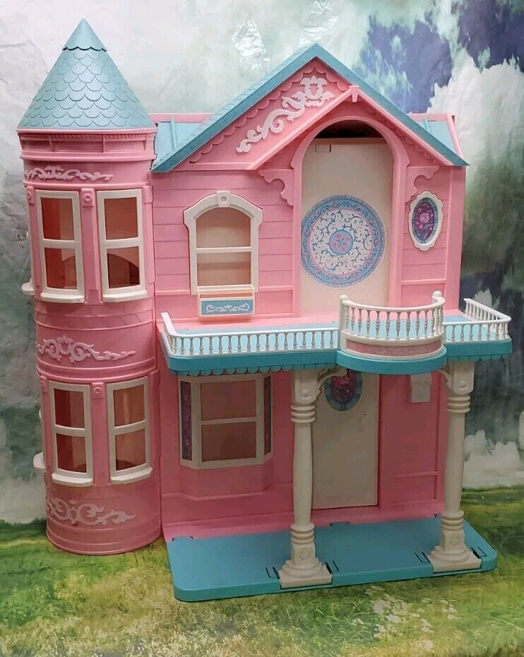 Vintage Mattel 1995 Barbie Folding Victorian Dream House w/ elevator Furniture