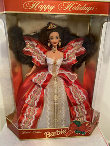 RARE 1997 Holiday Barbie Happy Holidays Gold Special Edition. MISPRINT Blue Eyes