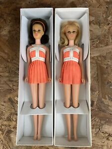 (2) Francie No Bangs VGC Blonde/Brunette Dolls With Swimsuits & Shoes AO