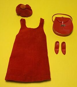 Vintage Barbie Japanese Exclusive Red Velvet Jumper Heels Hat Purse Tagged Rare