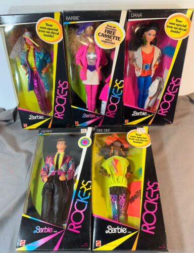 BARBIE & THE ROCKERS 5 Doll Set DEE DEE DANA DEREK DIVA 1985 Mattel NRFB w/Boxes