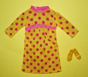 Japanese Exclusive Barbie Yellow Shift Dress with Pink Polka Dots