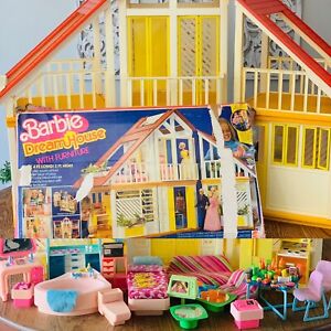 VTG 1979 Mattel Barbie Dream House A-Frame w/ Dollhouse Furniture Original BOX