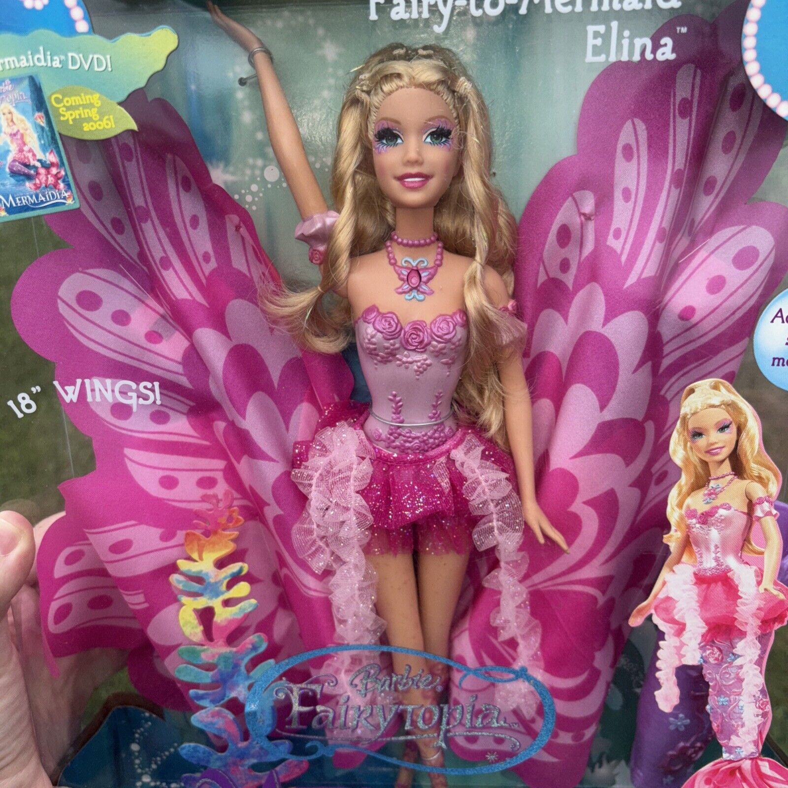 Mattel Barbie Fairytopia Mermaidia FAIRY to MERMAID ELINA Doll RARE