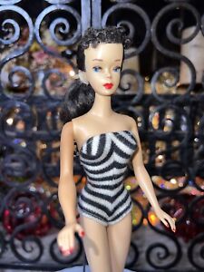 ? VTG Brunette Ponytail Barbie Doll #3 ~ Brown Eyeliner~ Original SS~ READ ?