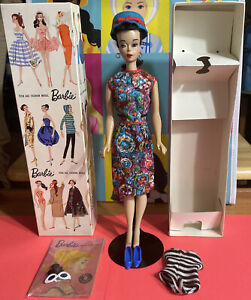 VINTAGE BARBIE BRUNETTE PONYTAIL #3 Brown Eyeliner,In Box,In Outdoor Artshow~EUC