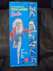 1969 Mattel Dramatic New living Barbie poseable as You are IN BOX Dark Brown