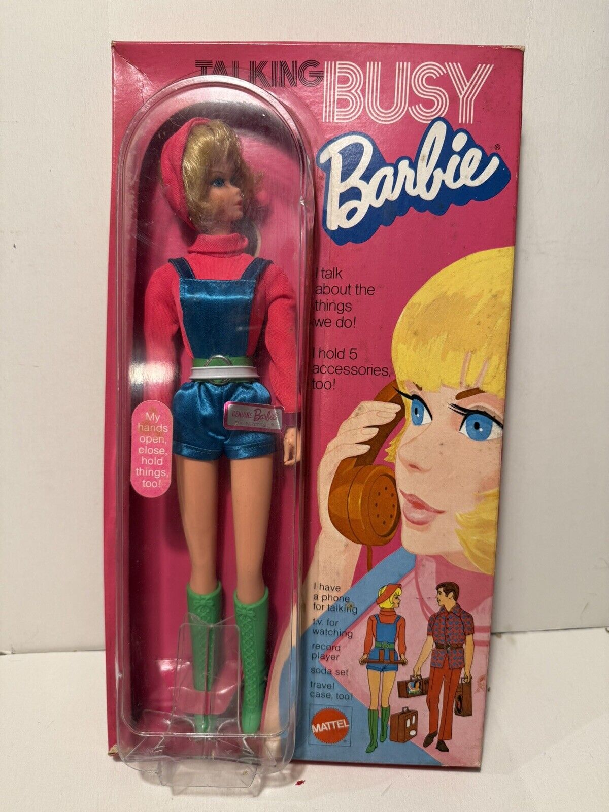 VINTAGE 1972 TALKING BUSY BARBIE Doll Wrist Tag In Original Box NEW!