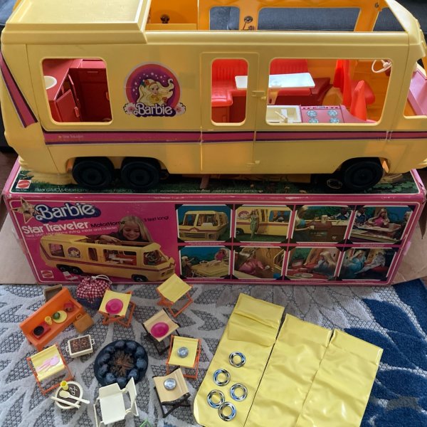 Vintage 1970s Barbie Star Traveler GMC Motor Home Camper, Accessories & Box
