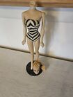 ULTRA RARE 1959 Barbie #1 Swimsuit Ponytail Blond Hoop Earrings Stand TLC Head