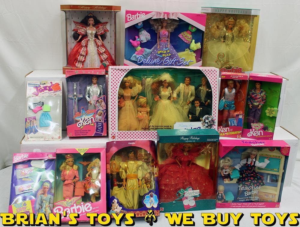 Barbie Lot of 13: Flight Time, Totally Hair Ken, Wedding Party Midge And More NR