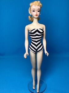 Vintage Barbie Ponytail #3 Original Blonde Zebra Swimsuit BEAUTIFUL