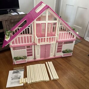 Vtg Barbie A Frame Dream House Pink 1985 100% Great Shape W Box & Furniture