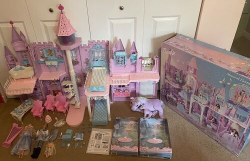 Huge Lot Of Barbie Swan Lake: Castle, Odette, Daniel & Baby, Plush Unicorn, VHS