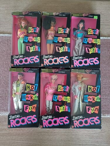 RARE Barbie and the Rockers LOT OF 6~Barbie, Ken, DeeDee, Dana, Derek & Diva NEW