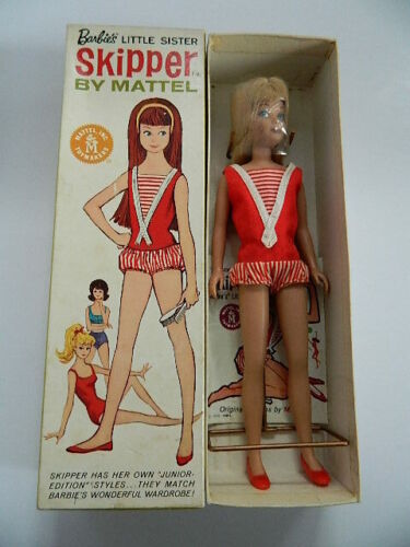 Test Market 1963 Barbie's Sister Skipper Blonde #0950 Straight Leg,Box,Hair Wrap