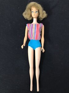Vintage Barbie Doll American Girl Side Part  w/ Swimsuit Japan 1966