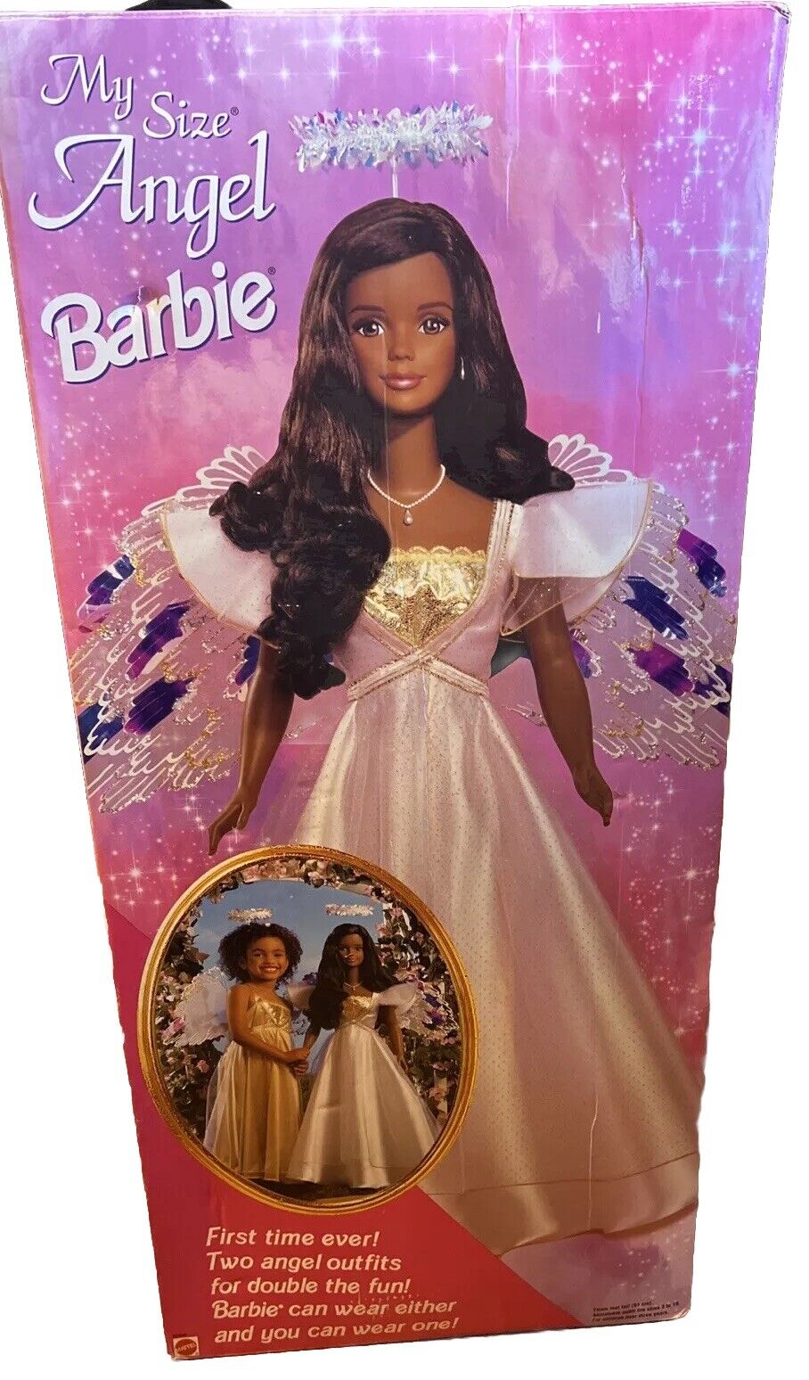 Vtg My Life Size Angel Barbie Doll 3 Ft African 2 Angel Outfits Open Box 1975