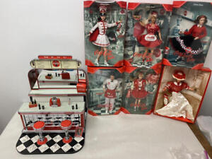 MATTEL BARBIE COCA-COLA SODA FOUNTAIN LOT W DISPLAY, DOLLS KEN CARHOP ETC