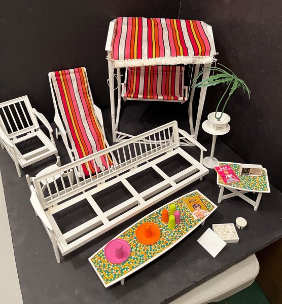 BARBIE "Go Together" Patio Set + Stripe Swing - Near Complete