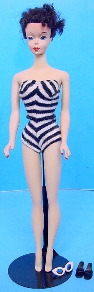 1960 RAVEN BLACK PONYTAIL #3 BARBIE #850 in ORIGINAL OUTFIT! EXCELLENT TONING!