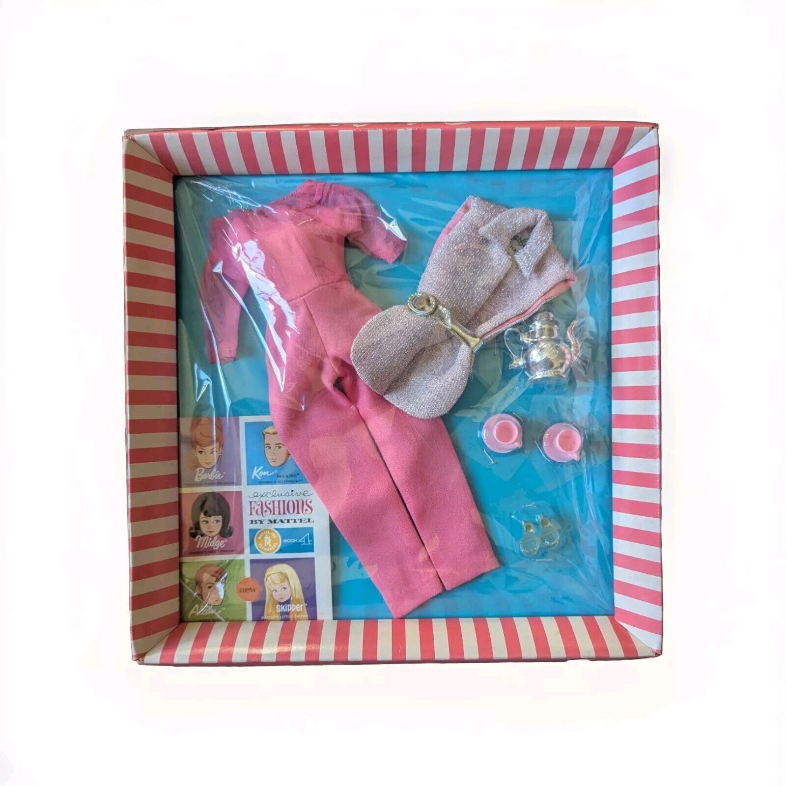 VINTAGE Barbie "#1632 Invitation to Tea" Pink Outfit Tea Set  1965 Mint NRFB HTF