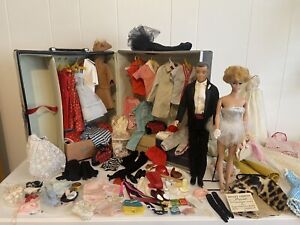 Vintage 1961 Original Barbie doll & Ken set with case, clothes, and accessories