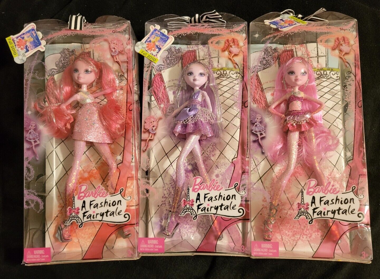 Barbie A Fashion Fairytale Glim'r Shim'r Shyn'e Flairy Dolls FULL SET