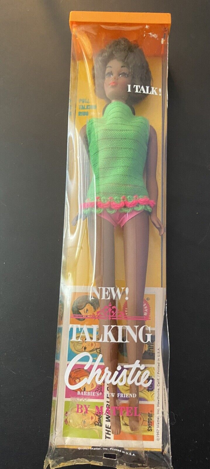Vintage Barbie Doll #1126 Talking Christie 1968 w/Box Missing Stand NIB see desc