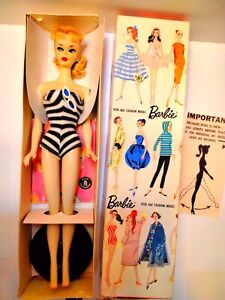 Vintage Barbie Ponytail #1 blond, 'R' Box, handpainted, Rerooted Vintage Hair